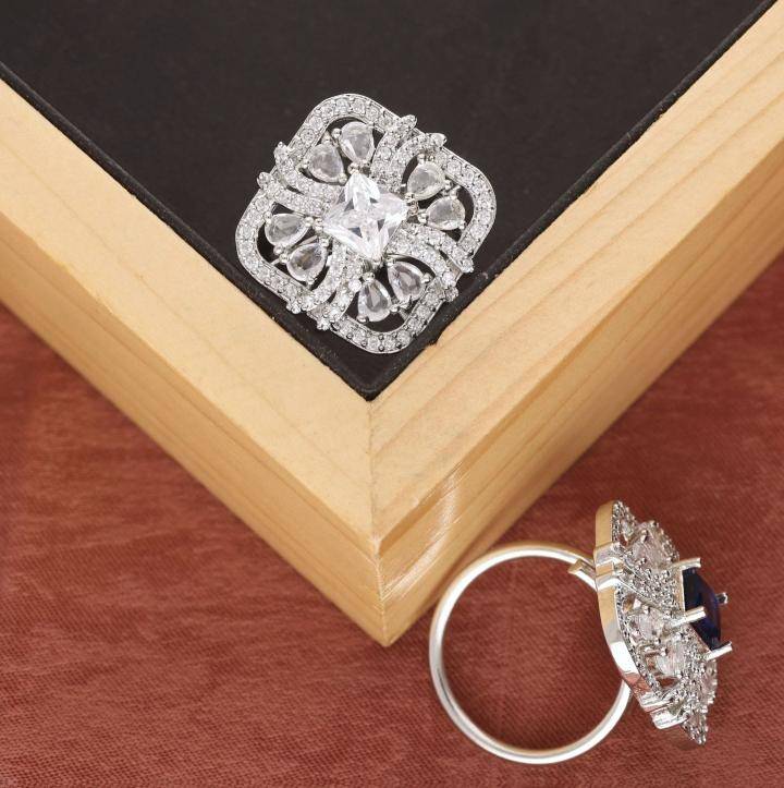 Anti tranish american diamond silver finger ring 277 Traditional Indian jewelry wholesale